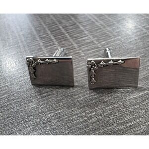 Mid Century 1960's Vintage Silver Cuff Links - Corner Picture Frame Vine Chrome
